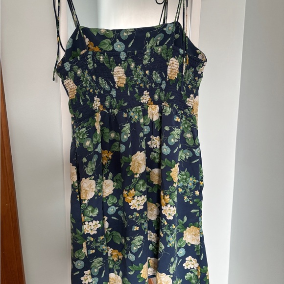 Floral Print Dress - Navy and Green - Picture 2 of 2